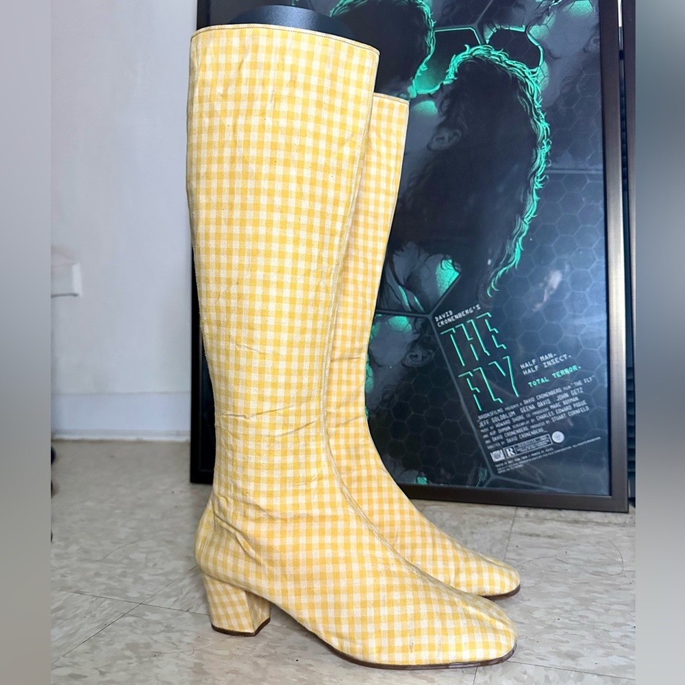 💛vintage size 9 yellow gingham Andrea Pfister made in Italy go go boots🧺